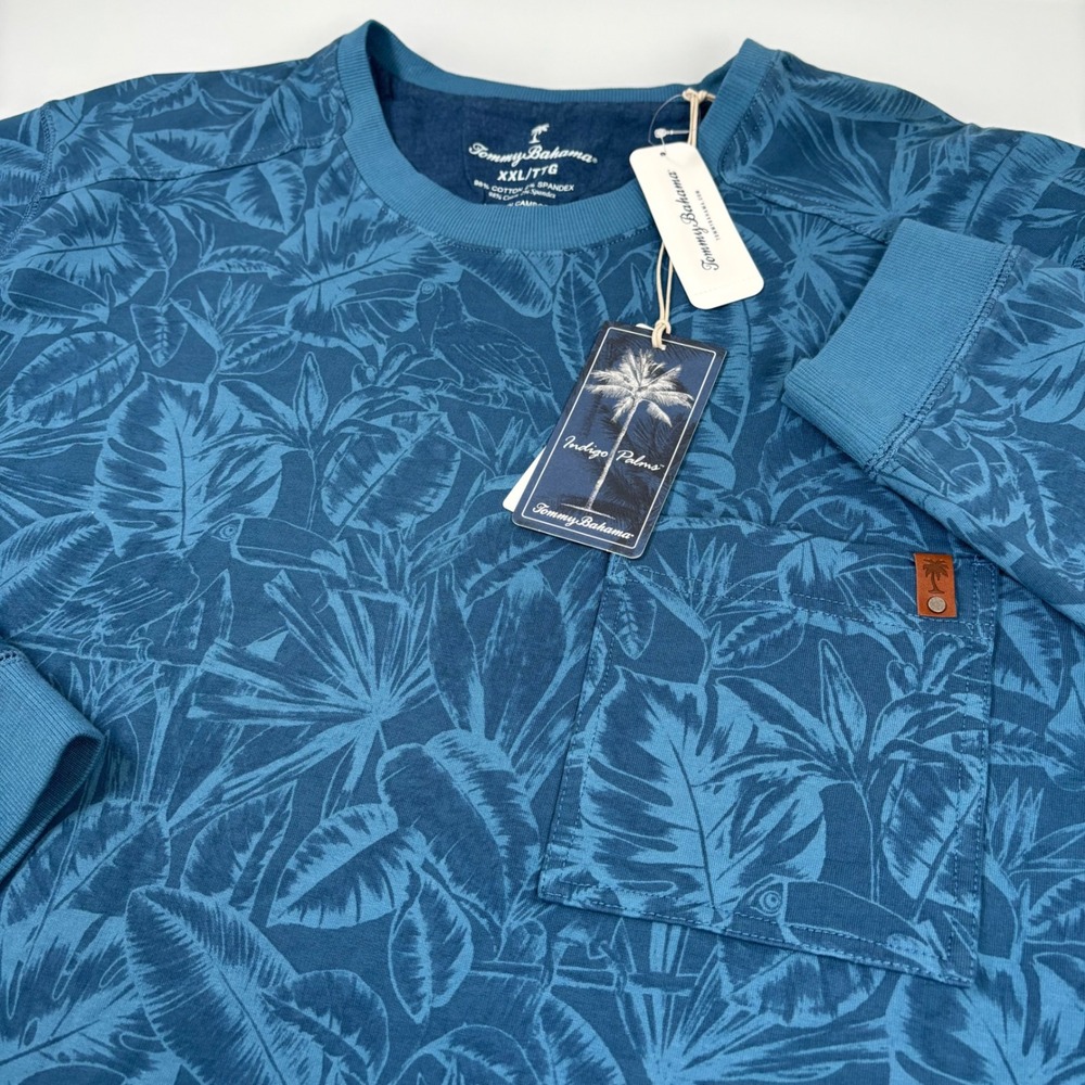Tommy Bahama Mens XXL Blue Sweatshirt NEW Ben and Terry Twilight Palms Tropical